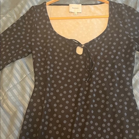 Reformation Black and Gray Polka Dot Mini Dress - Picture 3 of 3